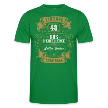 Vintage 48 ans, Idée cadeau d'anniversaire 48 ans. - T-shirt sport Homme - vert - Devant - AI Model Male 178 dark (178cm)