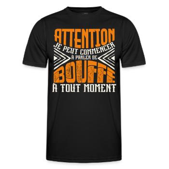 Avertissement, bouffe à tout moment. - T-shirt sport Homme - noir - Devant - AI Model Male 178 dark (178cm)