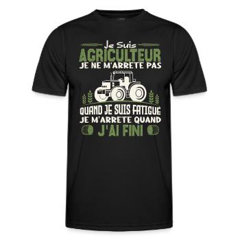 Je suis agriculteur je ne m'arrête pas agriculteur - T-shirt sport Homme - noir - Devant - AI Model Male 178 dark (178cm)