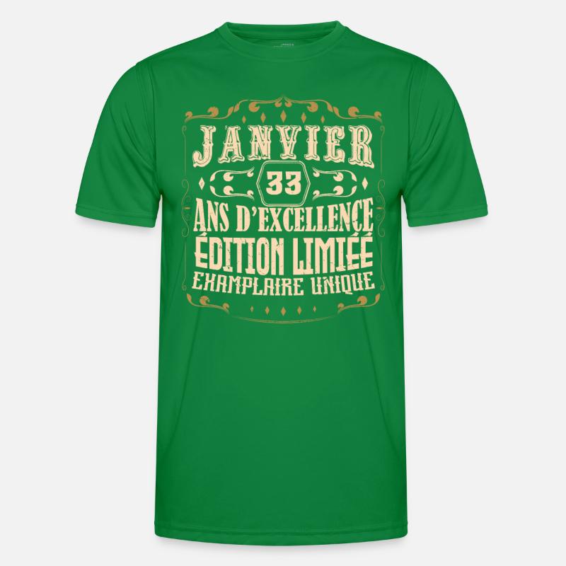 Vintage Janvier 33 ans. anniversaire janvier. T-shirt sport Homme
