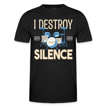 Ich zerstöre das Schweigen. Geschenkschlagzeuger, Geschenkmusiker - Männer Funktions-T-Shirt - Schwarz - Vorne - AI Model Male 178 dark (178cm)