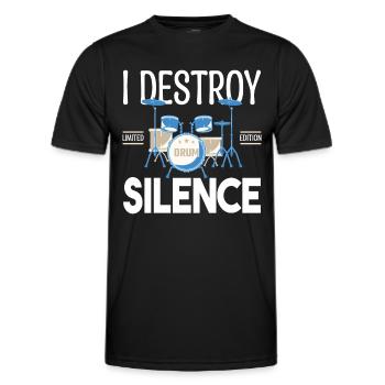 Ich zerstöre das Schweigen. Geschenkschlagzeuger, Geschenkmusiker - Männer Funktions-T-Shirt - Schwarz - Vorne - AI Model Male 178 dark (178cm)
