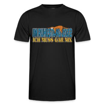 Im Ruhestand 2022 ich muss gar nix Faultier - Männer Funktions-T-Shirt - Schwarz - Vorne - AI Model Male 178 dark (178cm)