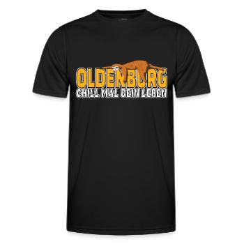 Oldenburg chill mal dein Leben Faultier Heimat - Männer Funktions-T-Shirt - Schwarz - Vorne - AI Model Male 178 dark (178cm)