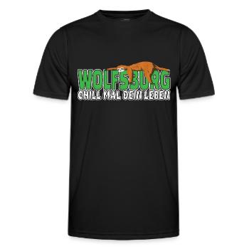 Wolfsburg chill mal dein Leben Faultier Heimat - Männer Funktions-T-Shirt - Schwarz - Vorne - AI Model Male 178 dark (178cm)