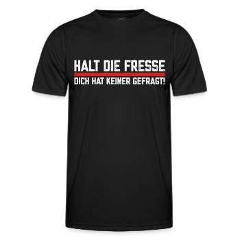 Halt die Fresse dich hat keiner gefragt Spruch - Männer Funktions-T-Shirt - Schwarz - Vorne - AI Model Male 178 dark (178cm)
