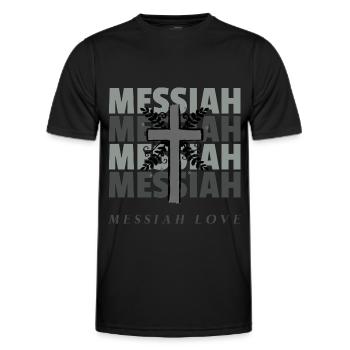 T-shirts chrétiens | MESSIA LOVE - T-shirt sport Homme - noir - Devant - AI Model Male 178 dark (178cm)