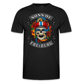 Freiburg Biker Gift sons of Freiburg - Men's Functional T-Shirt - black - Front - AI Model Male 178 dark (178cm)