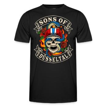 Dusseldorf sons of Düsseltal - Men's Functional T-Shirt - black - Front - AI Model Male 178 dark (178cm)