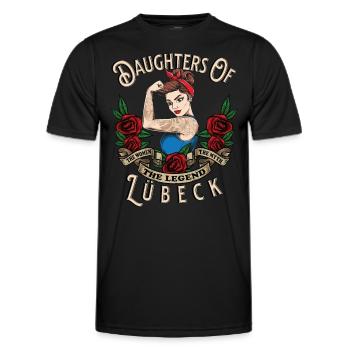 Lübeck Frau Geschenk daughters of Lübeck Frauen - Men's Functional T-Shirt - black - Front - AI Model Male 178 dark (178cm)