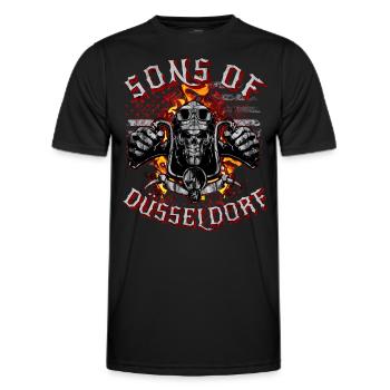 Sons of Düsseldorf Totenkopf biker - Men's Functional T-Shirt - black - Front - AI Model Male 178 dark (178cm)