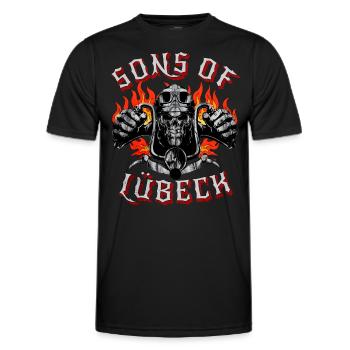Lübeck Biker Geschenk sons of Lübeck - Men's Functional T-Shirt - black - Front - AI Model Male 178 dark (178cm)