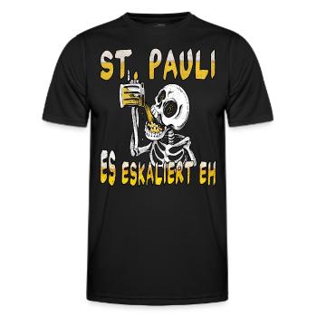 St. Pauli es eskaliert eh Fanartikel - Männer Funktions-T-Shirt - Schwarz - Vorne - AI Model Male 178 dark (178cm)