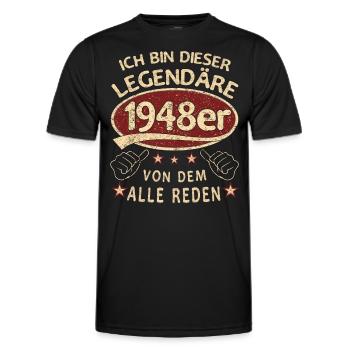 75. Geburtstag 1948 75 er Geburtstag - Männer Funktions-T-Shirt - Schwarz - Vorne - AI Model Male 178 dark (178cm)