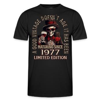 46e anniversaire 1977 46er Bon millésime - T-shirt sport Homme - noir - Devant - AI Model Male 178 dark (178cm)