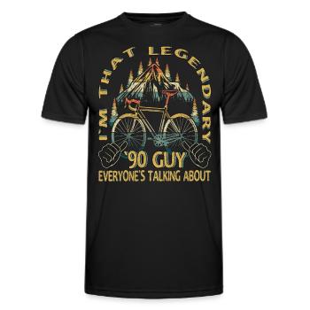 Road Bike Gift for Vintage 1990's Cyclist - Men's Functional T-Shirt - black - Front - AI Model Male 178 dark (178cm)