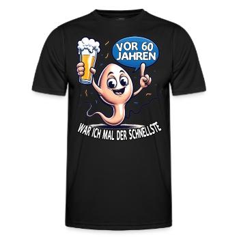 Il y a 60 ans, j’étais le plus rapide - T-shirt sport Homme - noir - Devant - AI Model Male 178 dark (178cm)