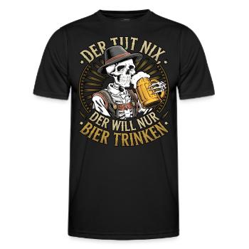 Il ne fait rien, il veut juste boire de la bière - T-shirt sport Homme - noir - Devant - AI Model Male 178 dark (178cm)