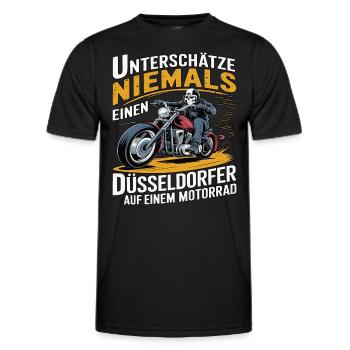 Never underestimate a Dusseldorf resident on a - Men's Functional T-Shirt - black - Front - AI Model Male 178 dark (178cm)