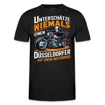 Never underestimate a Dusseldorf resident on a - Men's Functional T-Shirt - black - Front - AI Model Male 178 dark (178cm)