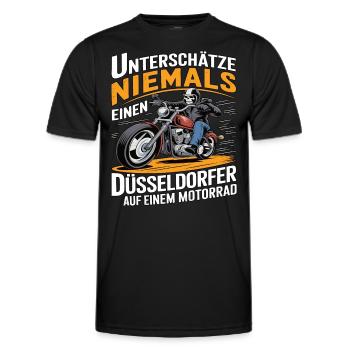 Never underestimate a Dusseldorf resident on a - Men's Functional T-Shirt - black - Front - AI Model Male 178 dark (178cm)