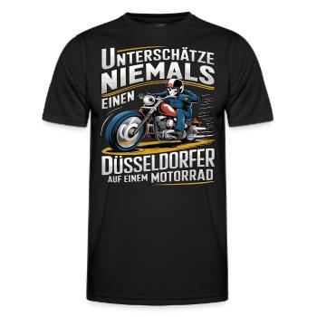 Never underestimate a Dusseldorf resident on a - Men's Functional T-Shirt - black - Front - AI Model Male 178 dark (178cm)