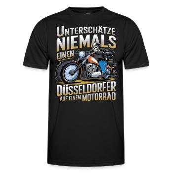 Never underestimate a Dusseldorf resident on a - Men's Functional T-Shirt - black - Front - AI Model Male 178 dark (178cm)