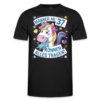 Männer Ab 37 Können Alles Tragen Zum 37.Geburtstag - Männer Funktions-T-Shirt - Schwarz - Vorne - AI Model Male 178 dark (178cm)