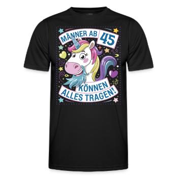 Les hommes de plus de 45 ans peuvent porter n’importe quoi pour leur 45e anniversaire - T-shirt sport Homme - noir - Devant - AI Model Male 178 dark (178cm)