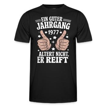 A good vintage 1977 birthday - Men's Functional T-Shirt - black - Front - AI Model Male 178 dark (178cm)