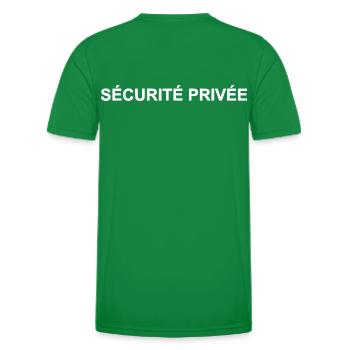 Private Security and Personalized Guarding - Men's Functional T-Shirt - kelly green - Back - AI Model Male 178 dark (178cm)