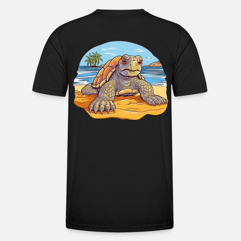Turtle on the Beach Illustration - Men's Functional T-Shirt - black