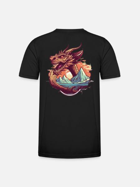 Legendärer Drachentraum mit Bergpanorama - Männer Funktions-T-Shirt - Schwarz