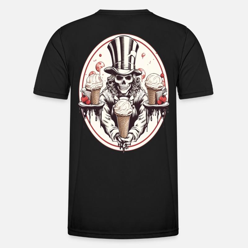 Skull mit Eiswaffel und Zylinderhut - Men's Functional T-Shirt - black
