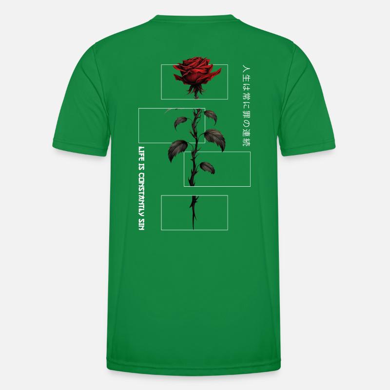 Life Is Constantly Sin Rose Japanese Script Men's Functional T-Shirt