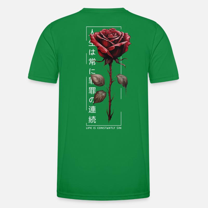 Life Is Constantly Sin Rose Japanese Script Men's Functional T-Shirt