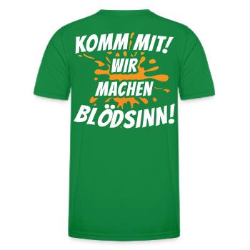Komm mit! Wir machen Blödsinn! - Männer Funktions-T-Shirt - Kelly Green - Hinten - AI Model Male 178 dark (178cm)