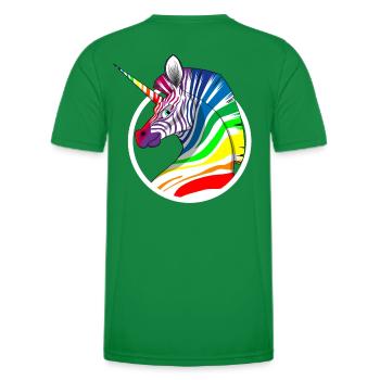 Rainbow Unicorn Zebra - Men's Functional T-Shirt - kelly green - Back - AI Model Male 178 dark (178cm)