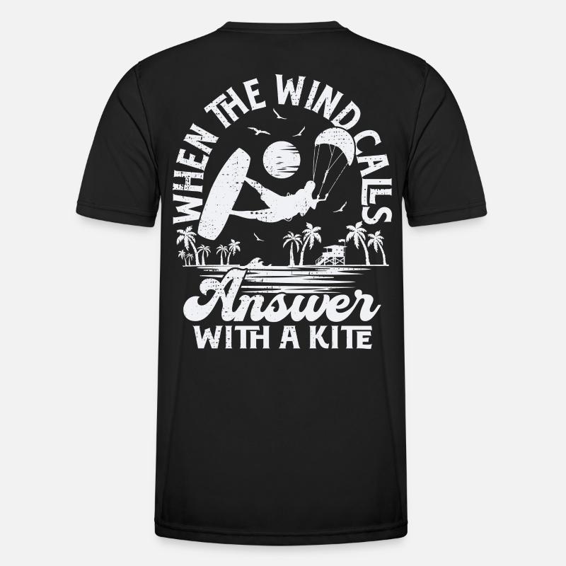 When the wind calls answer with a kite - Men's Functional T-Shirt - black