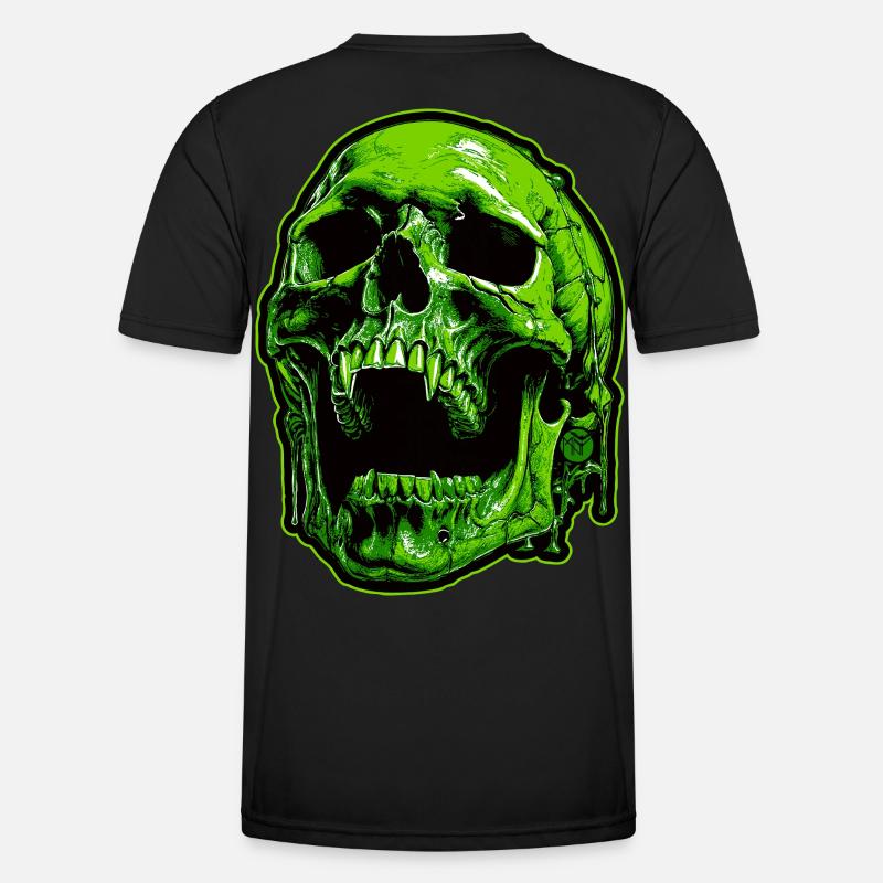 Grüner Vampirschädel Männer Funktions-T-Shirt