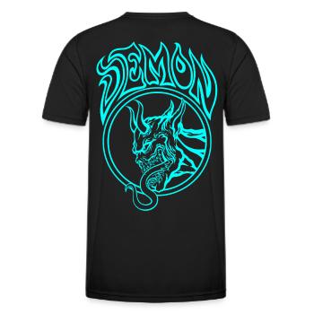 BLAUER Dämon – Höllische Strichzeichnung Illustration - Männer Funktions-T-Shirt - Schwarz - Hinten - AI Model Male 178 dark (178cm)