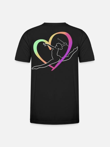 Großer mehrfarbiger Herzwurf - Männer Funktions-T-Shirt - Schwarz