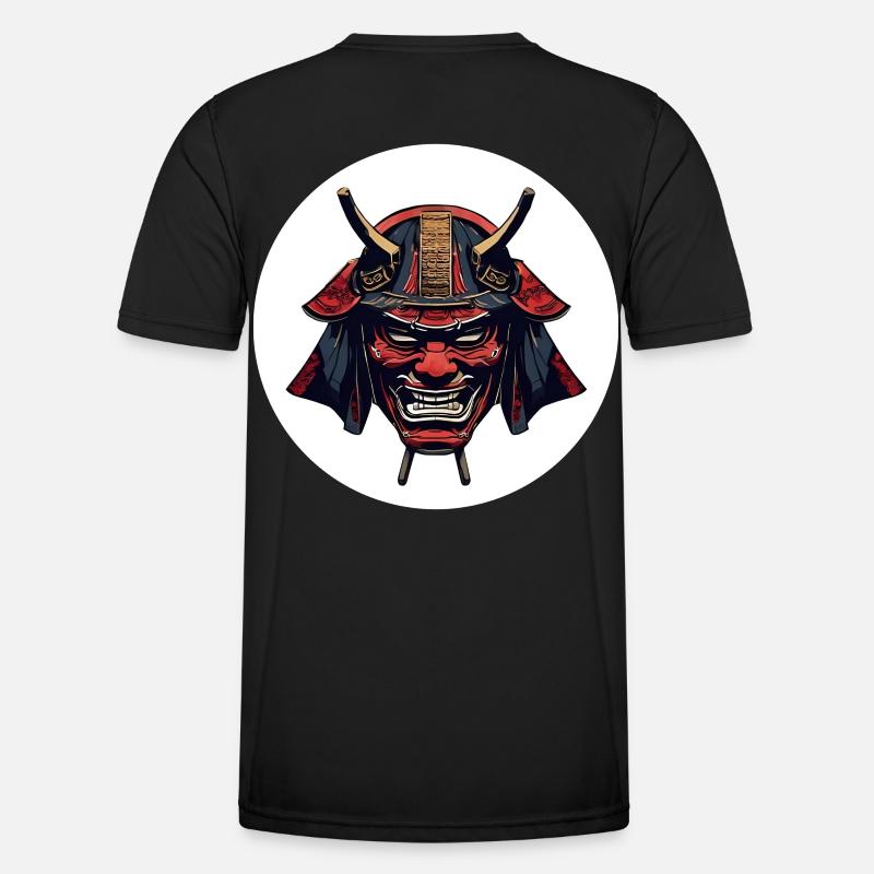 Roter Oni Dämonenhelm - Männer Funktions-T-Shirt - Schwarz