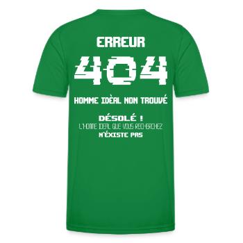 Error 404 Ideal Man Not Found - Men's Functional T-Shirt - kelly green - Back - AI Model Male 178 dark (178cm)