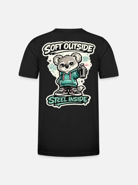 Soft Outside, Steel Inside – Koala Streetart - Men's Functional T-Shirt - black
