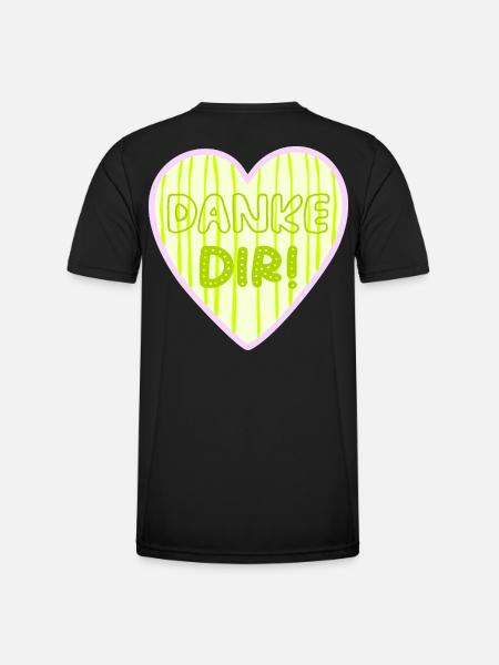 Danke Dir Herz - Männer Funktions-T-Shirt - Schwarz