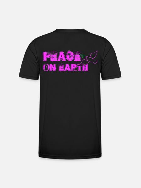 Peace on Earth with Bird pink - Men's Functional T-Shirt - black