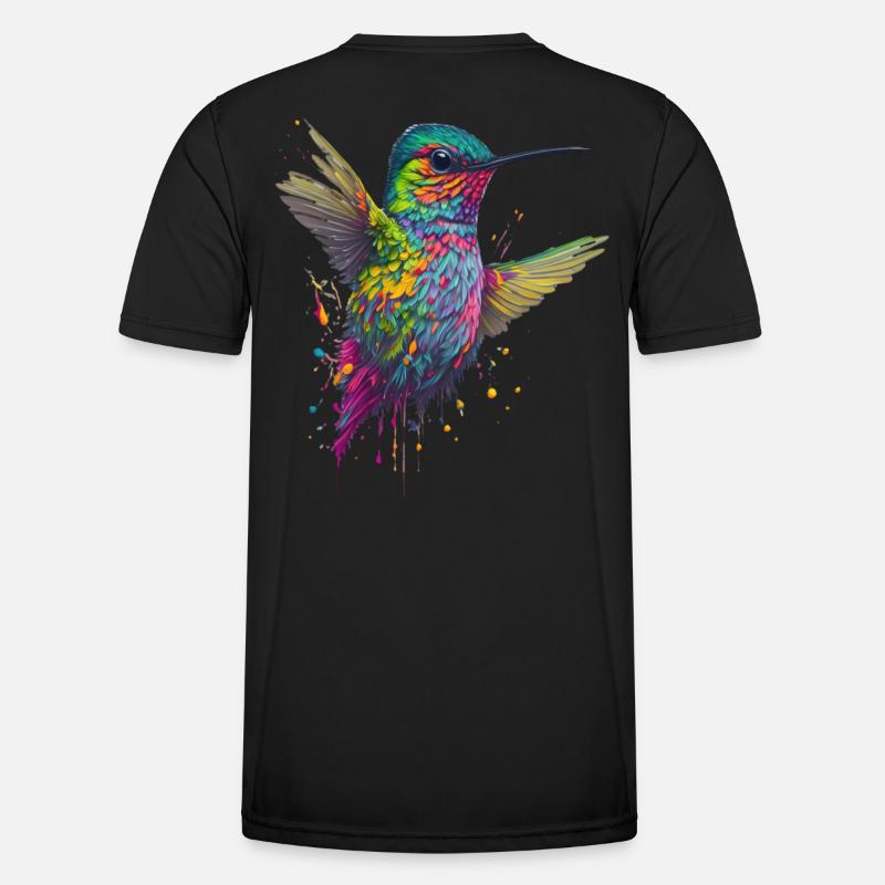 Color Explosion Hummingbird Artwork - Men's Functional T-Shirt - black