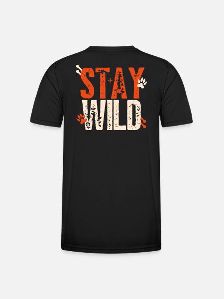 Stay Wild – lettering with paws - Men's Functional T-Shirt - black