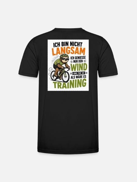 Faultier auf Fahrrad - Männer Funktions-T-Shirt - Schwarz